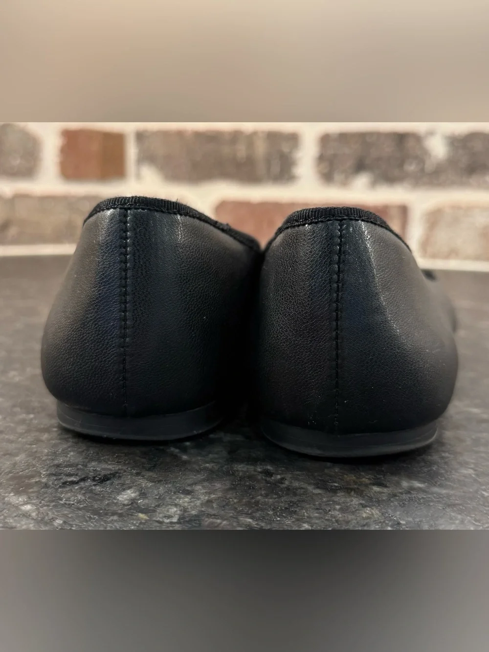 Mary Jane Black Faux Leather Ballet Flats, Size 8
